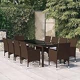 Gartenmöbel-Set 11-teilig, Polyrattan braun