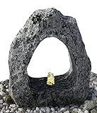 Dehner Gartenbrunnen Gruta mit LED-Beleuchtung, warmweiß, 45 x 40 x 13 cm, Granit, grau