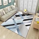 DJHWWD Flur Teppich Teppich Dekoration Blau Gestreiftes Geometrisches Muster Teppichboden Schlafzimmer Teppich Für Esszimmer 200X300Cm Wohnzimmer 6Ft 6.7''X9Ft 10.1''