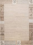 THEKO | Teppich Nakarta aus 100% ungefärbter Schurwolle | mit Muster | handgeknüpft | Farbe: Natur Grau | 250 x 350 cm