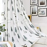 RIJPEX Mode Nordische Moderne Vorhänge, Weihnachtsbaum-Rentier Gedruckte Fensterbehandlung, Semi Blackout-Vorhang Winterdekoration Für Schlafzimmer-A 150X270 cm (59 X 106 Zoll)