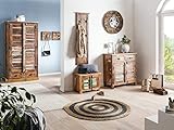 Woodkings® Flurmöbel Set Wakefield 4-teilig aus massiven Holz mit Kleiderschrank, Garderobe, Flurbank und Kommode Echtholz Flurset Dielenmöbel Landhaus Design Möbel