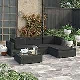 UTUMAX 5-teiliges Gartenlounge Set mit Kissen Poly Rattan schwarz