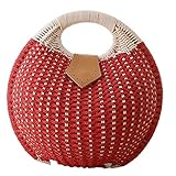 Korbtasche Sommertaschen Frauen Rattan Handgewebte Runde Muschel Handtasche Top-Griff Tasche Sommer Weibliche Lässige Tote Clutch Strandtasche Strohtaschen Damen (Color : A)