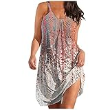 Topassion Ballkleider Damen Chic Print Sommerkleider Damen Kleid Einfach Sommer Outfits Damen Strandkleider Damen Sommer Stretch Damen Kleider Elegant Festlich RockabillyKleider Damen White L