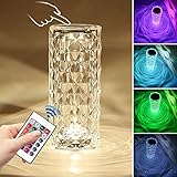 MAOZHBO LED Tischlampe aus Kristall 16 Farben Touch Control Rose Crystal Lamp Kristall Tischlampe Mit Fernbedienung RGB Farbwechsel Nachtlicht für Schlafzimmer Wohnzimmer Dekoration