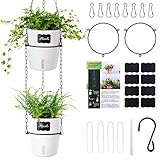 Ulikey Selbstbewässernder Hängender Pflanzer, 2er Selbstbewässerung Blumenampeln, Hängetopf für Pflanzen, Blumentopf Hängend, Moderner Dekorative Pflanzenampel für Innen Außen Wanddekoration