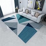 Teppischsclafzimmer Carpet Teppichboden Blau Geometrisches Minimalist Isches Muster Teppichboden Für Das Schlafzimmer Weich 60X90Cm Teppich rutschfest Blau