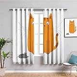 3D Abstrakte Gelbe Katze Und Maus Druck Muster Vorhang Blickdicht, 2 Stücke Gardinen Mit Ösen, Vorhänge Wärmeisolierend Schallschutz Für Schlafzimmer Wohnzimmer Küche Kinderzimmer 300X280Cm (BxH)