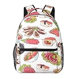 Japanische Küche Muster Rucksack Schultasche Laptop Rucksäcke Reise Daypack Umhängetasche für Damen Herren, mehrfarbig, One size
