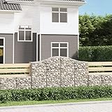 UYSELA Home Sets mit gewölbten Gabionenkörben, 12 Stück, 200x50x120/140 cm, Eisen verzinkt