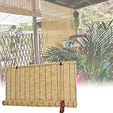 Bambus Rollo Natur Jalousine Bambusrollo Schilf-Rollos für Pergola,Sonnenschutz Rollo für Fenster/Tür,Outdoor Sichtschutz Rollos,Breite 40cm,56cm,80cm,98cm,110cm,128cm,152cm