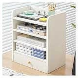 TUBBEK Aktenschrank Bürotisch Mehrschichtiger einfacher Rack Schublade Daten Aktenschrank Desktop Finishing Kleiner Schrank Mehr Stauraum (Farbe: Schwarz1, Größe: 46x24x34cm)