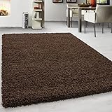 Hochflor Teppich Braun, Einfarbig, Flauschiger Langflor Teppich, Shaggy Flokati, Rechteckig, Pflegeleicht, Wohnzimmerteppich, Größe:160 x 230 cm