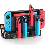 KDD Switch Controller Ladestation Kompatibel mit Nintendo Switch OLED Joy-Con, Switch Ladestation mit 8 Spiele Lagerung für Nintnedo , Modell Joycon & Nintendo Switch Zubehör