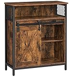 VASAGLE Sideboard, Küchenschrank mit Schiebetür, offenes Fach, verstellbare Ablage, Industrie-Design, 70 x 30 x 80 cm, vintagebraun-schwarz LSC089B01