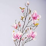 artplants.de Kunstblume Magnolienzweig LILO, 4 Blüten, Knospen, rosa, 110cm - Textilblumen Magnolie - Kunstzweig