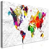 murando Wandbild Mega XXXL Weltkarte 270x135 cm Einteiliger XXL-Format Kunstdruck zur Selbstmontage Leinwandbilder moderne Bilder DIY Wanddekoration Wohnung Deko bunt k-A-0237-ak-e