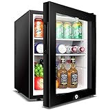 AMZOPDGS Getränkekühler/Kleiner Weinkühlschrank, Mini-Kühlschrank, Kompakt-Gefrierschrank, Gefroren + Gekühlt, Wohnzimmer, Minibar, Elektrischer Weinkeller 40 Liter, Glastür