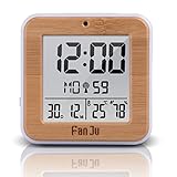 FanJu FJ3533W LCD Digital Wecker Kleiner mit Doppelalarm / Batterie Betrieben / Auto-Nachlicht / Innentemperatur und Luftfeuchtigkeit / Schlummerfunktion / Datum /Uhren fürs Kinderzimmer