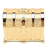 Vintage Metall Schmuckbox, Gold Retro Schmuck Organizer Box, kleine Schatztruhe Verziert, Schatztruhe Ring, Ohrringe, Halskette, Souvenir, Geschenk, Etui für(M)