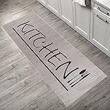 Mynes Home waschbarer Küchenteppich - Pflegeleichter Küchenläufer mit Rutschfester Latexunterlage - Tolle Teppich Designs für Küche, Waschmaschinengeeignet, schmutzabweisend - Küche Beige, 80x200 cm