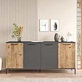 Yurupa Konsolentisch,Beistelltisch,Schminktisch,Flurtisch,Sideboard,Sofatisch, mit Metallbeinen,für Eingangsbereich,Wohnzimmer,Büro,Arbeitzimmer,Holzoptik,RL4-AA