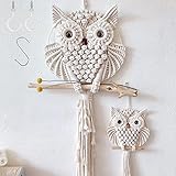 Eulen Wandteppich Kunst Dekoration Boho Makramee Wandbehang Ornamente, Dekorationen für Schlafzimmer Wohnzimmer Kinderzimmer Galerie Zuhause Wohnung Büro oder Garten Outdoor, 2 Stück