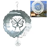 Fiotha 3D-Edelstahl Windspiel, Windspiele für Draußen, Mandala Wind Spinner, Windrad für draußen, Hängende Wind Spinner Leicht Drehendes Kinetic Windmobile Fenster und Garten-Dekoration