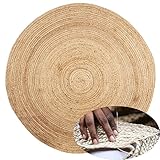 Handgewebter runder Jute Teppich 200cm groß Teppich Abril Natur | Outdoor Teppiche Rund geflochten für Garten oder Balkon | Indoor im Wohnzimmer Kinderzimmer | Mediterrane Deko für Ihre Wohnung