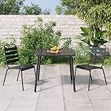 Festnight Essgruppe Garten Stahl 3-TLG,Gartenmöbel Set 2 Stühle mit Tisch Anthrazit,Sitzgruppe Garten Essgruppe 2 Personen,Gartenstühle Sitzgruppe Garten Stahl Terassenmöbel Gartenmöbel Stahl