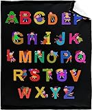 AJITH Weiche Decke mit Cartoon Alphabet 130x150cm,Alphabet Flanell Decke Aktivität Decke für Kinder Jungen Mädchen Mädchen Bunte englische Alphabet Decke CartoonDecke werfen (Wohndecke,150 x 200 cm)