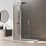 Duschwand Walk-In Dusche 86x185cm Pendeltür Glas Duschtür, Goezes Walk-in Duschabtrennung Schwingtür mit Stabilisator Walk in Duschtrennwand aus 6mm ESG Sicherheitsglas mit Nano beschichtung