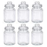 Murago - 6er Set Vorratsglas ca. 1000ml / ca. 19cm luftdicht Gewürz Glas Dosen Bonbonglas Bonboniere Behälter mit Deckel Candy Bar Vorratsgläser Große Gläser für Lebensmittel 1L Kekse