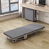 BYCILA Rollaway Day Bett Cot -Größe Daybett für Erwachsene, tragbares faltbares Gästebett, mittelgroße weiche und hohe Stützmatratze, für Gästezimmer und Büro Grey- 180X24X100CM