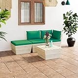 ZEYUAN 4-TLG. Garten-Sofagarnitur aus Paletten mit Kissen, Gartenmöbel, Gartenlounge, Balkonmöbel Set, Balkonset, Balkon Lounge, Sitzecke Balkon, Terrassen Möbel, Fichtenholz