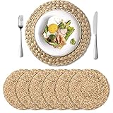 Tischset Runde Geflochtene, Platzset Rund Geflochten, Wasser Hyazinthen Tischsets, große handgefertigte gewebte Tischsets Hitzebeständige rutschfeste waschbare Tischsets, 6 Pack 35cm (13,8 Zoll)