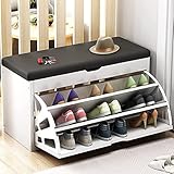 Moderner Schuhschrank mit 3 Fächern, Schuhbank, 3-stöckige Schuhregalbank aus Holz, verstellbar, ideal für Eingangsbereich, Wohnzimmer, hält bis zu 330 lbs, 60/80/100 * 30 * 51 cm, B, 60 cm