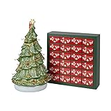 Villeroy und Boch Christmas Toy's Memory Adventskalender-Set 26tlg., Weihnachtskalender mit 24 Porzellanfiguren aus Hartporzellan, inkl. Baum