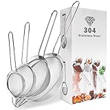 AyZou® Küchensieb - Set feinmaschig 304 Edelstahl - [Spülmaschinenfest] - 8/10/12/14cm - Feinmaschsieb 4er Set zum Backen und Kochen - Vier Größen (klein bis mittel)