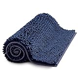 MIULEE Chenille Badezimmerteppich Rutschfeste Badematte Badvorleger Waschbar Badteppich Duschvorleger Duschmatte Fussmatte Badezimmer Weiche Teppich Wohnzimmer Schlafzimmer 40x60 cm Dunkelblau