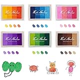 Ksvaye 24 Farben Stempelkissen Kinder Ungiftig Abwaschbar Stempelkissen Bunt Fingerabdruck Set Fingerstempelfarbe Stamp Pad für Silikonstempel Scrapbook Papier Handwerk Malerei (6 Stück)