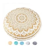 Mandala Life ART Böhmischer runder Kissenbezug - 75 cm - Akzentartikel für Ihr Wohnzimmer, Schlafzimmer, Sitzbereich - Bodenkissenbezug