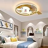 LED Kinder Deckenleuchte Dimmbar Jungen Mädchen Schlafzimmer Deckenlampe mit Fernbedienung Niedlichen Cartoon Hängelampe für Esszimmer Küche Arbeitszimmer Dekoration Deckenleuchten-gelb