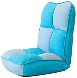 fuLNes Lazy Lounge Sofa Floor Chair Single Faltbare verstellbare Rückenlehne Liege Home blau grau kariert Baumwolle Hanf