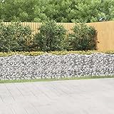 JUNZAI Gabionen-Hochbeet mit Hochbogen, Gabionenkörbe, Gabionen Hochbeet, Steinkorb, Gabionengitter, Drahtkorb Für Pflanzen, Kräuterspirale Für Garten, 600x100x100 cm Verzinktes Eisen
