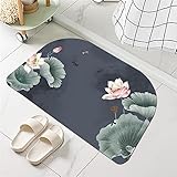 Badezimmerteppich Super Absorbierende Rutschfester Badematte, Badematten Badteppich 50x80cm Badvorleger Extra DüNn Schnelltrocknende Waschbare Badematte Home Rug, Badmatte Bodenmatte Floor Mat Lotus