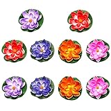Honatrv 10 Stück Seerosen Künstlich Klein, Schaum Seerose Blume Dekor, 10CM Schwimmende Blumen Künstliche Seerosen für Teich Pool Fischteich Aquarium Pflanzen Dekor