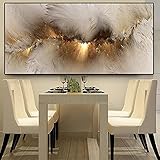 BIEMBI Nordic Abstract Gold Grey Cloud Luxus Leinwand Malerei Poster und Drucke Einfachheit Wandkunst Bild für Wohnzimmer Dekor 60x120cm Rahmen