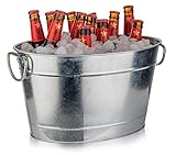 Buddy´s Bar - Getränkewanne, 11 Liter, Zinkwanne, Getränkekühler, mit Kunststoffeinsatz, hochwertiger Flaschenkühler aus verzinktem Edelstahl, 40 x 28 cm, Höhe 22 cm, mattiert